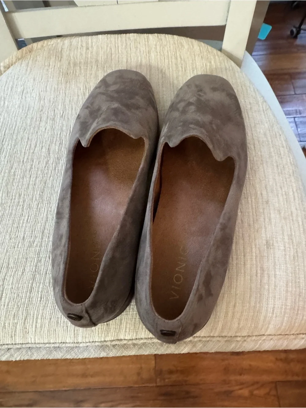 Vionic Taupe Suede Slip-On Loafers